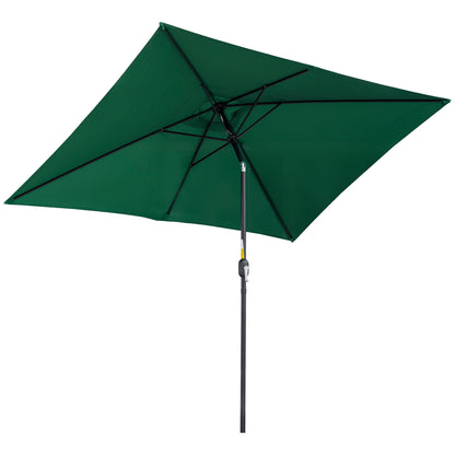 Aluminum Umbrella 195x295x253 cm Rectangular Garden Parasol with Crank and Detachable Pole for Terrace Pool Patio Outdoor Green