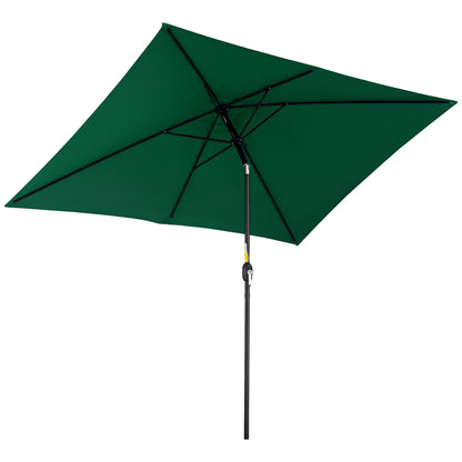Aluminum Umbrella 195x295x253 cm Rectangular Garden Parasol with Crank and Detachable Pole for Terrace Pool Patio Outdoor Green