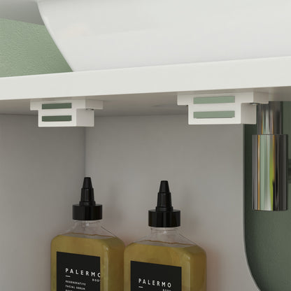 Under Sink Cabinet Modern Bathroom Cabinet with Bamboo Magnetic Doors and Adjustable Shelf 60x30x60 cm White and Natural