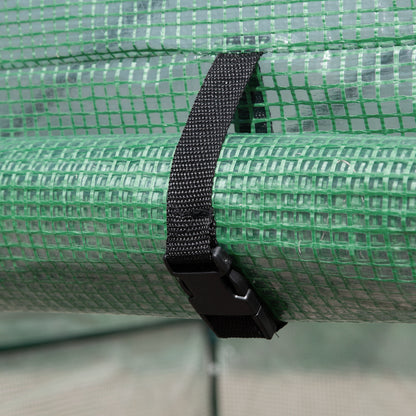 Walk-in Greenhouse with 8 Shelves Tomato Greenhouse Nursery with Door Green Steel PE Plastic 214 x 143 x 195 cm