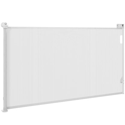 Retractable Dog Gate 0-144 cm Small Dog Gate Extensible Pet Safety Barrier with Locking Switch for Stairs Doorways Hallways White