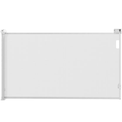 Retractable Dog Gate 0-144 cm Small Dog Gate Extensible Pet Safety Barrier with Locking Switch for Stairs Doorways Hallways White