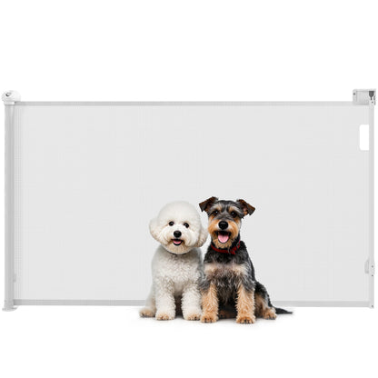 Retractable Dog Gate 0-144 cm Small Dog Gate Extensible Pet Safety Barrier with Locking Switch for Stairs Doorways Hallways White