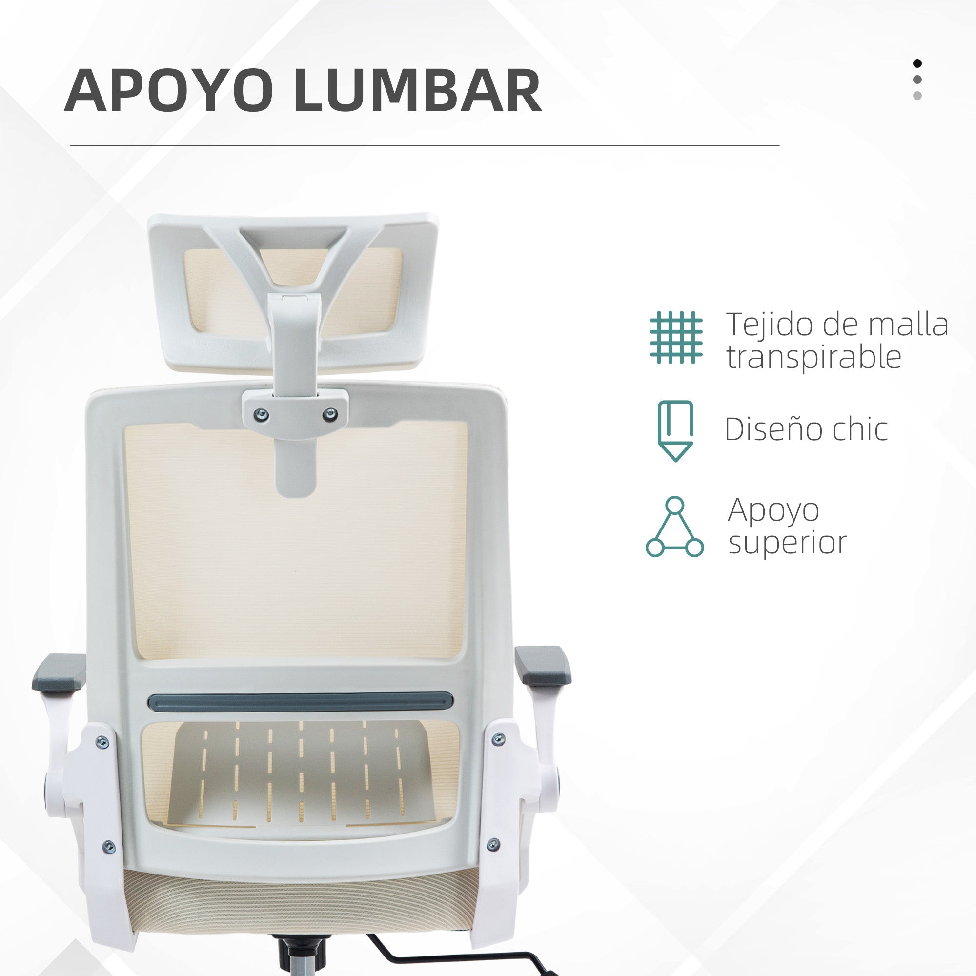 Mesh Office Chair with Reclining Function Swivel Desk Chair with Adjustable Height Adjustable Headrest and Armrests Load Capacity 120 kg for Study Beige