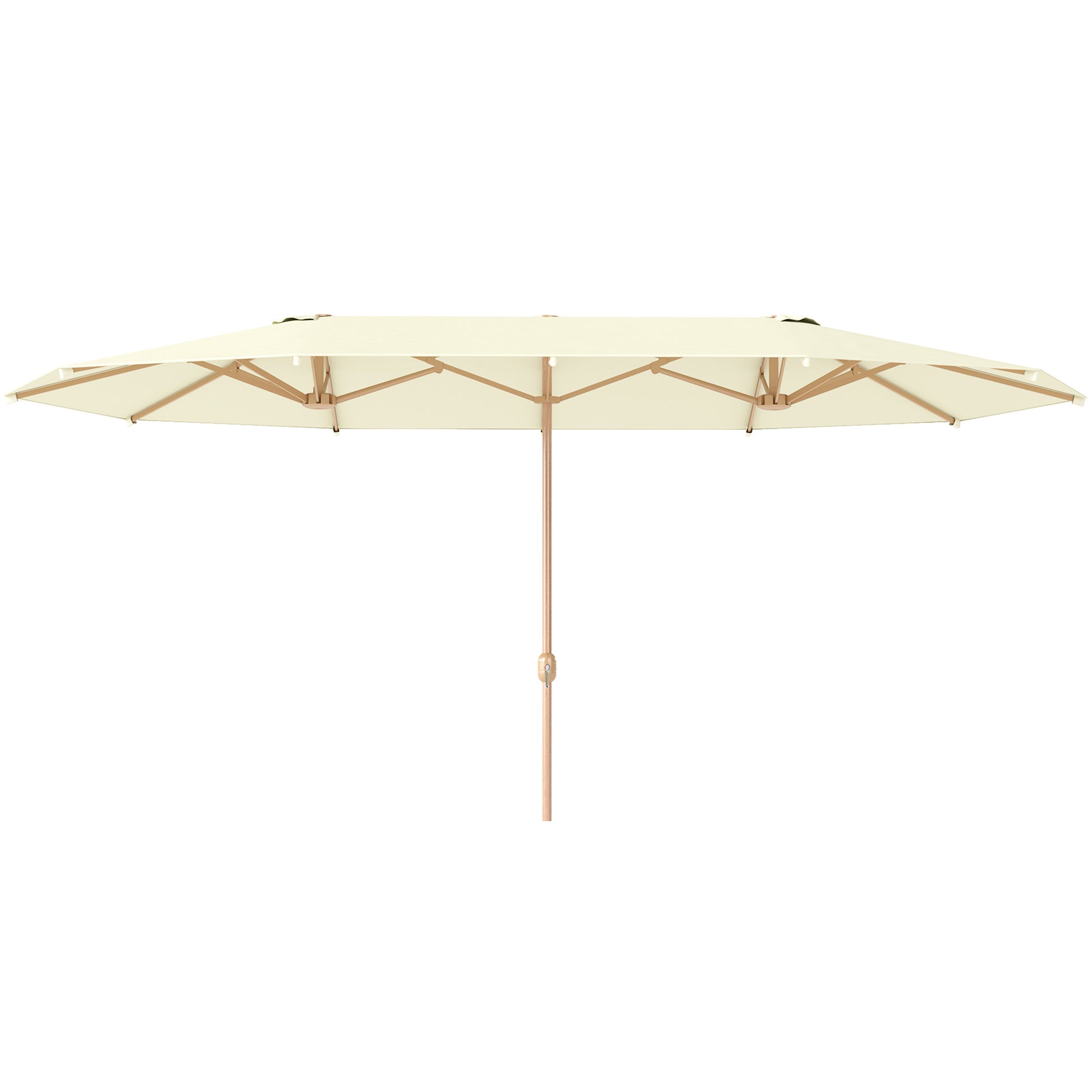 Double Sun Umbrella 4.55x2.65 m Patio Umbrella with Manual Crank Water-Resistant and Sun Protection Large Umbrella for Patio Beach Pool Beige