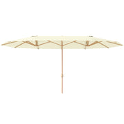 Double Sun Umbrella 4.55x2.65 m Patio Umbrella with Manual Crank Water-Resistant and Sun Protection Large Umbrella for Patio Beach Pool Beige