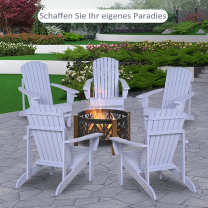 Outsunny Adirondack Havestol med Kopholder - Havestol til Altan, Solid Træ, Grå, 72,5 x 97 x 93 cm
