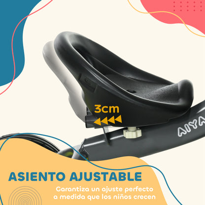 Kids Tricycle for 2-5 Years Old Children with Adjustable Seat Basket Bell Pedals and 3 Wheels Load 25 kg 70.5x53x58 cm Gray and Green