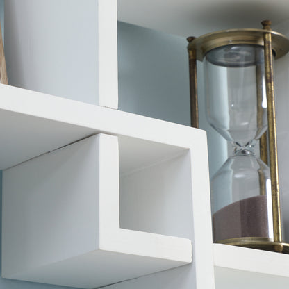 Wall Shelf Floating Hanging Shelf for Wall Storage Wall Board with 9 Compartments Wall Decor for Living Room, Bedroom, Hallway, White