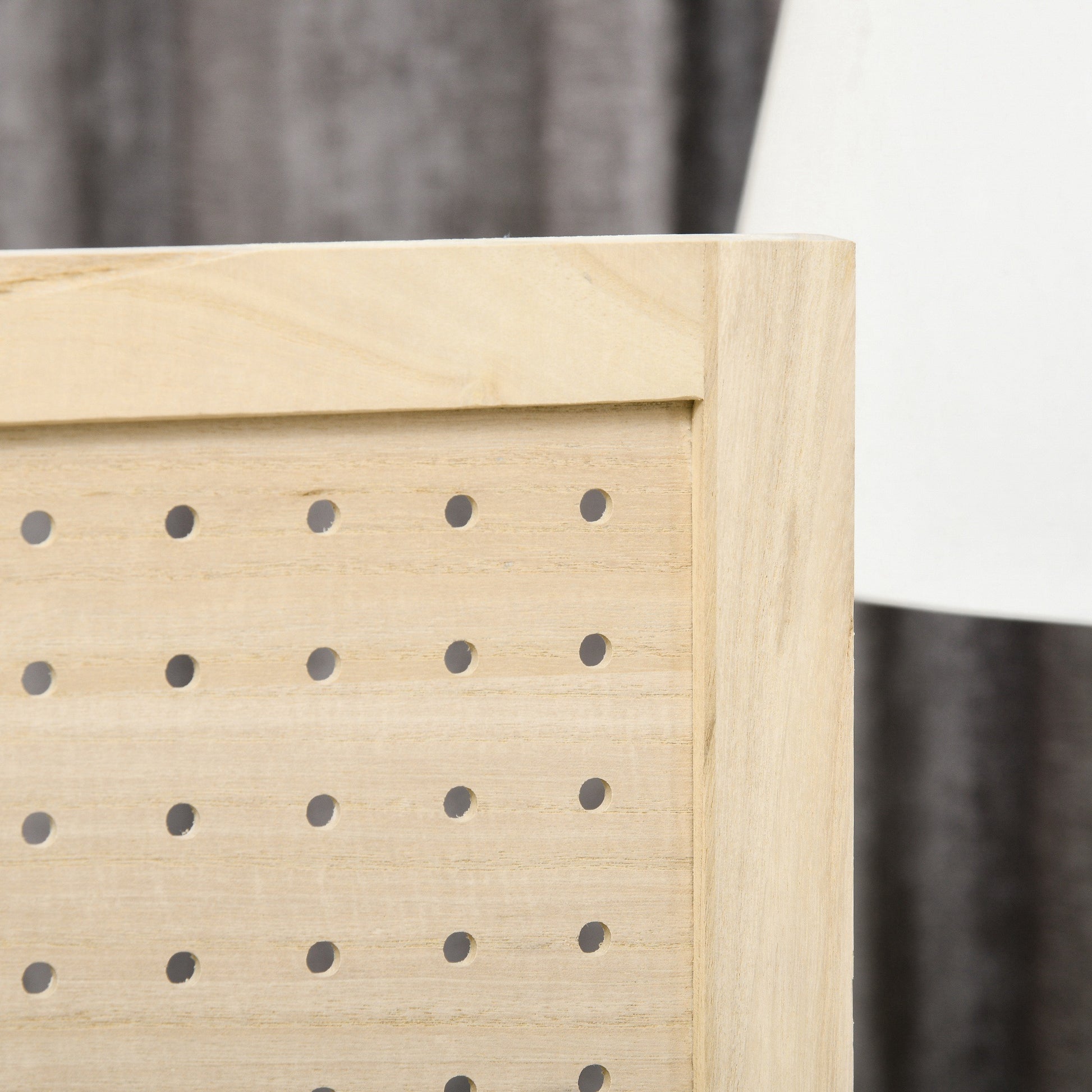 4 Panel Room Divider Screen 152x1.7x144.5 cm Folding Room Separator Wood Privacy Screen with Hanging Holes for Office Bedroom Living Room Natural