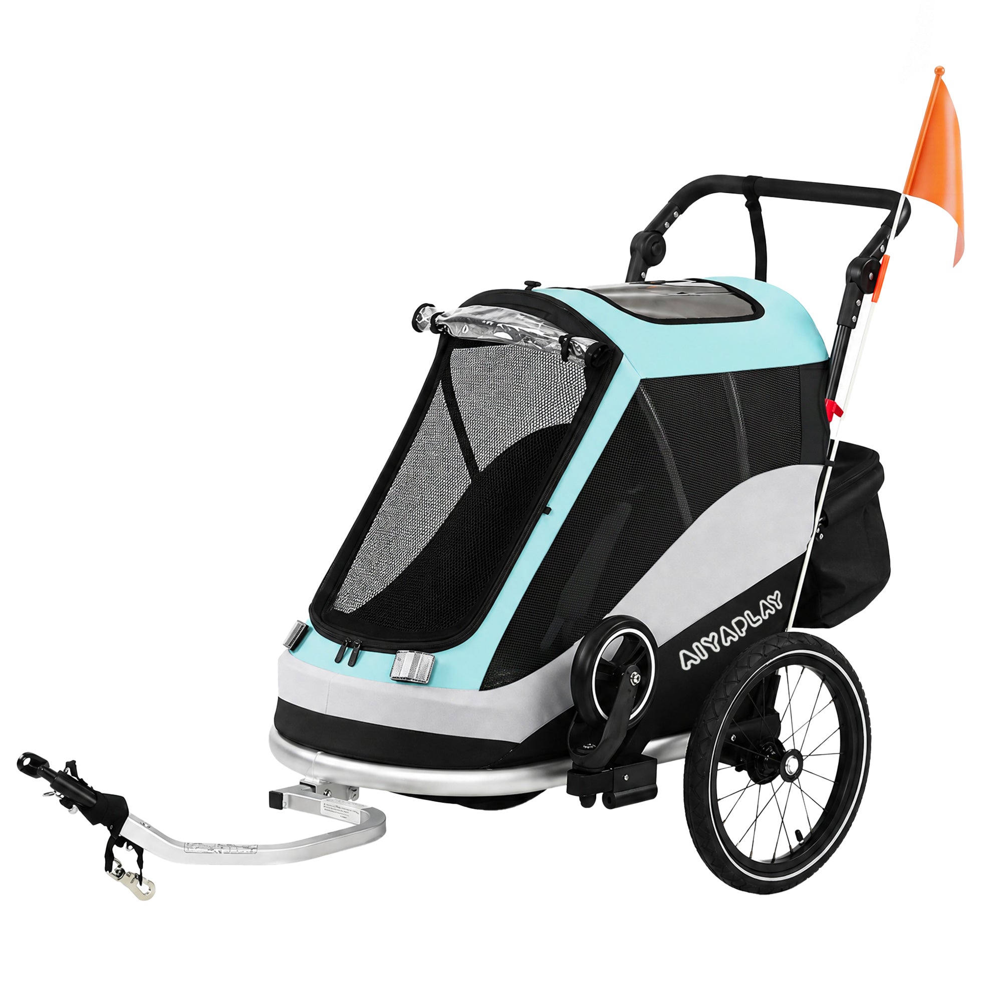 2-in-1 Foldable Bike Trailer & Stroller — Child Bicycle Trailer with 5-Point Harness, Reflectors, 16" Air Tires, Brake, Storage — For Children 12+ Months (Max 39.7 lbs trailer)