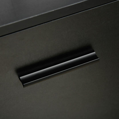 Office Drawer Unit with 2 Document Drawers and Open Shelves in Chipboard, Steel Handles, Lockable Wheels, 80x40x66cm, Black