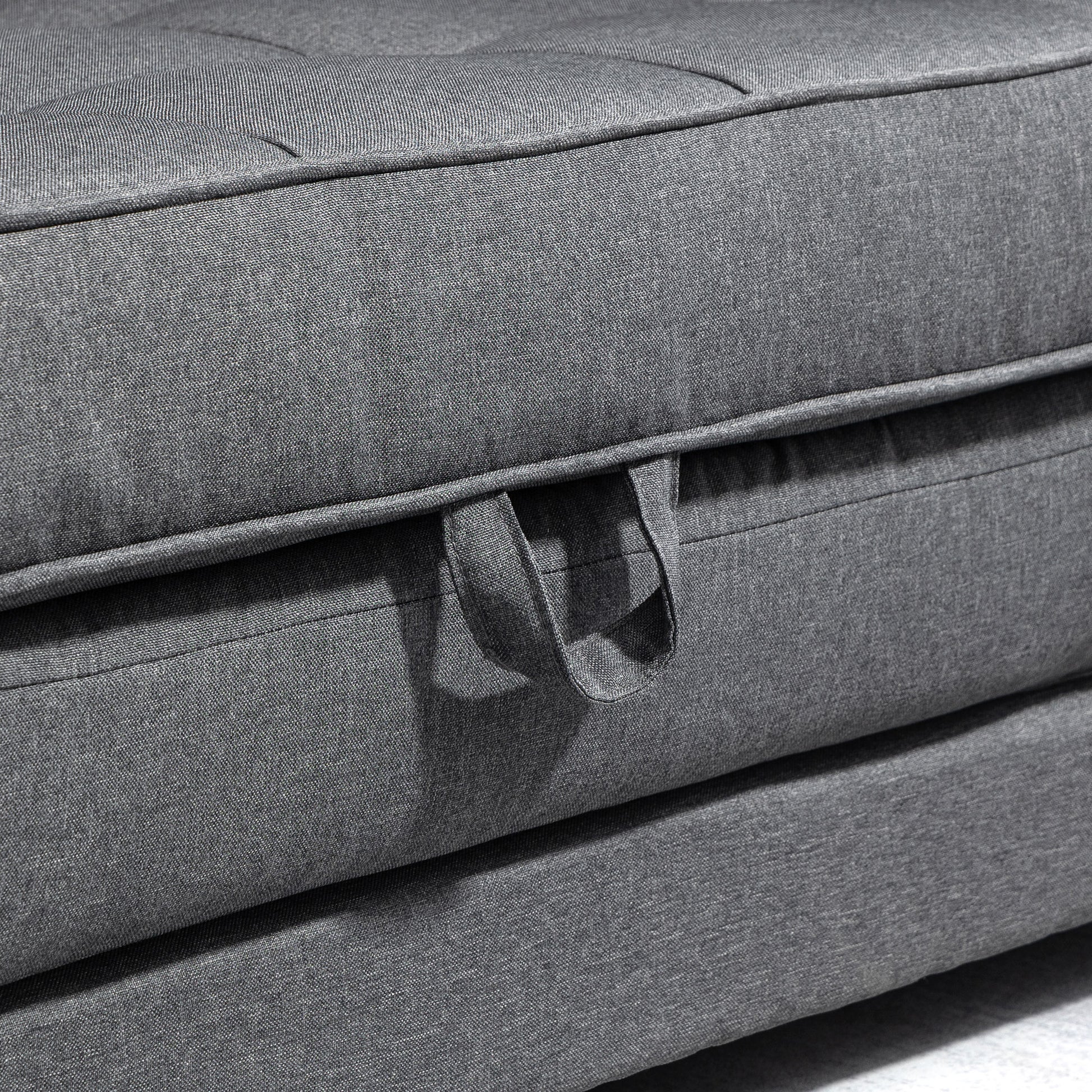 Sleeper Sofa Fold-out Sofa 2-Seater Fabric Sofa Bed Sofa with Sleeping Function Sofa Set Linen-Touch Rubberwood Gray 147.5 x 75 x 85 cm