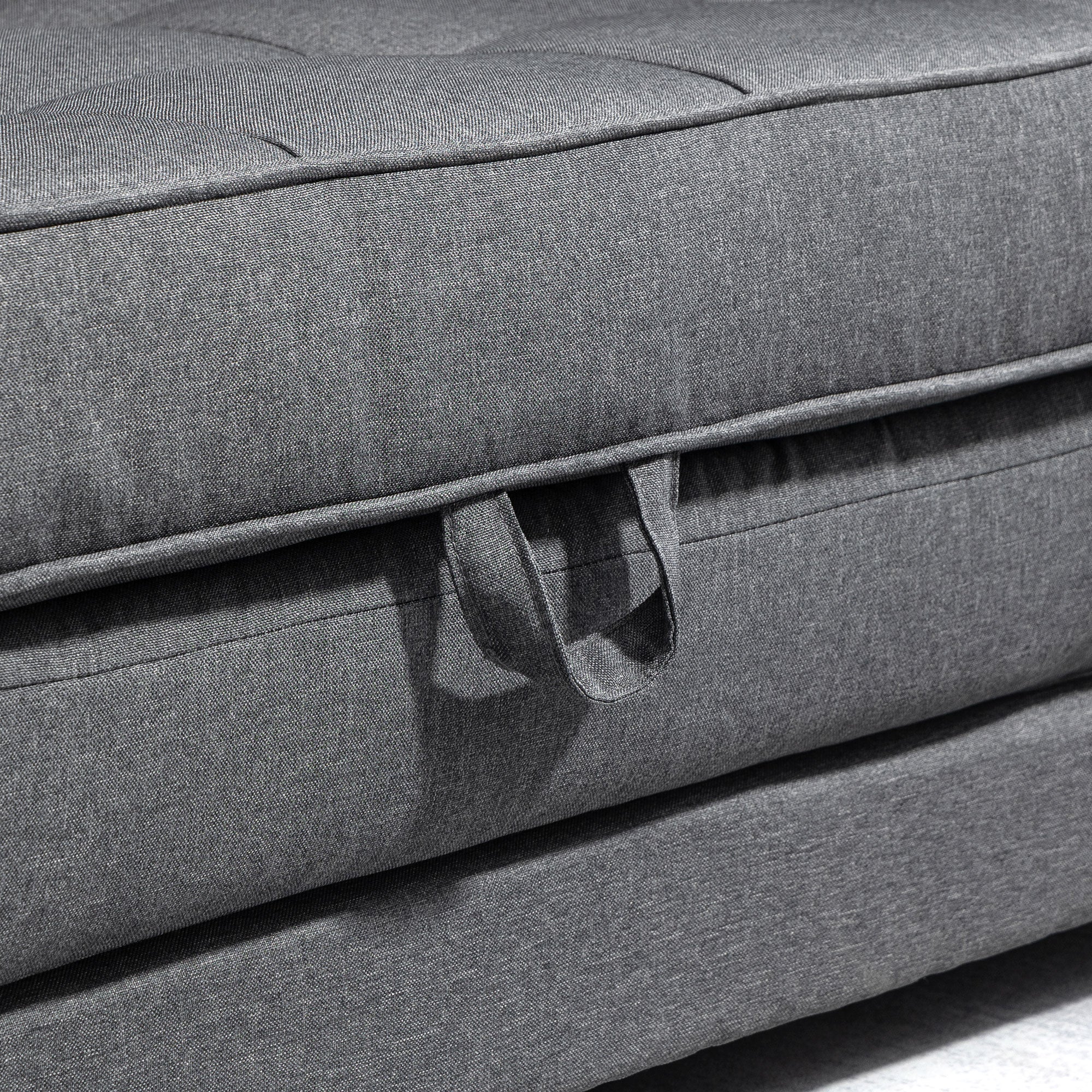 Sleeper Sofa Fold-out Sofa 2-Seater Fabric Sofa Bed Sofa with Sleeping Function Sofa Set Linen-Touch Rubberwood Gray 147.5 x 75 x 85 cm