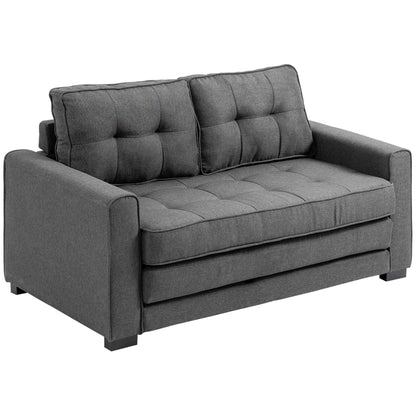 Sleeper Sofa Fold-out Sofa 2-Seater Fabric Sofa Bed Sofa with Sleeping Function Sofa Set Linen-Touch Rubberwood Gray 147.5 x 75 x 85 cm