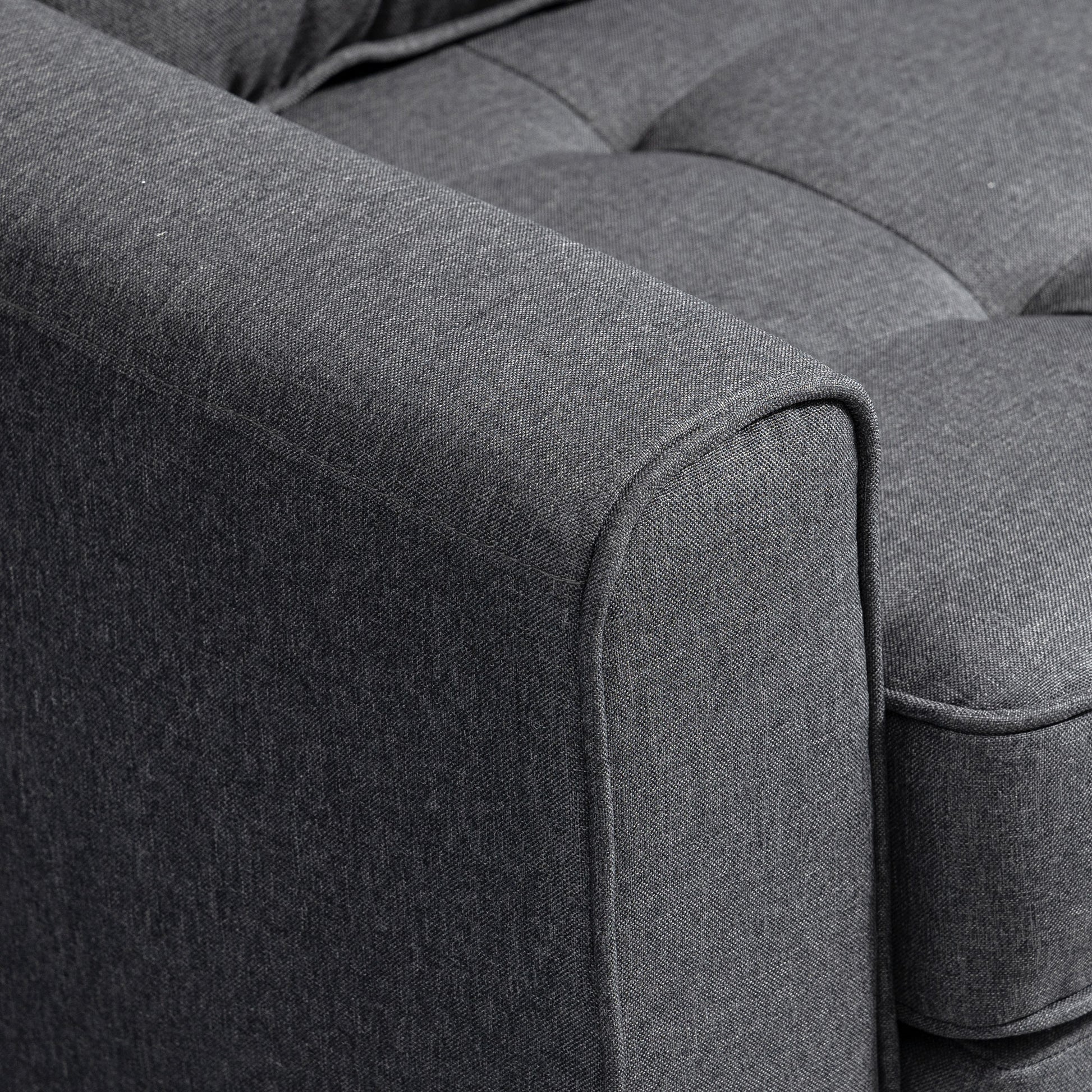 Sleeper Sofa Fold-out Sofa 2-Seater Fabric Sofa Bed Sofa with Sleeping Function Sofa Set Linen-Touch Rubberwood Gray 147.5 x 75 x 85 cm