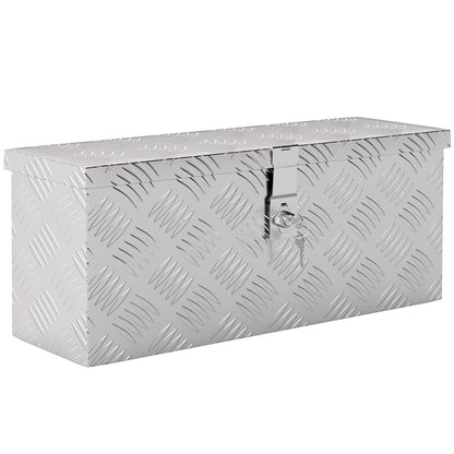Storage Box - Aluminum Toolbox - Aluminum Tool Case with Key Lock 50L x 15.5W x 20.5H cm - Silver