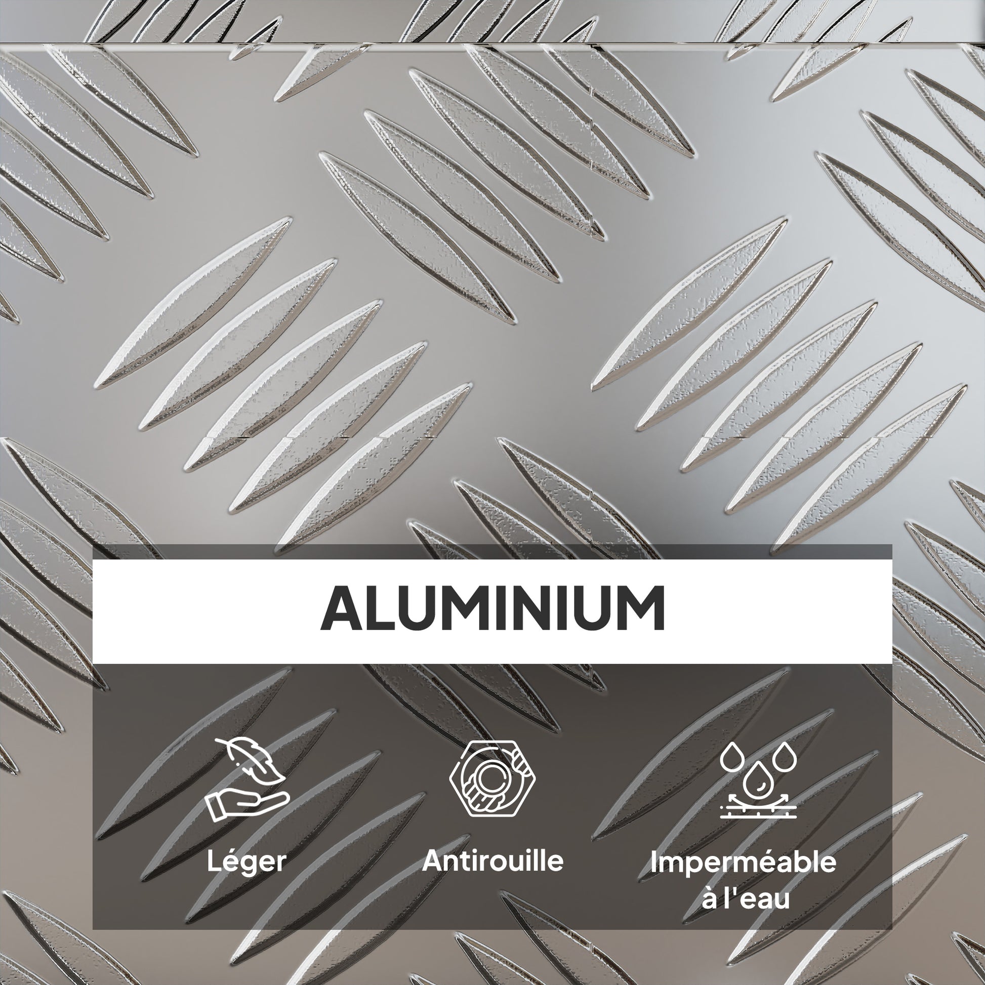 Storage Box - Aluminum Toolbox - Aluminum Tool Case with Key Lock 50L x 15.5W x 20.5H cm - Silver