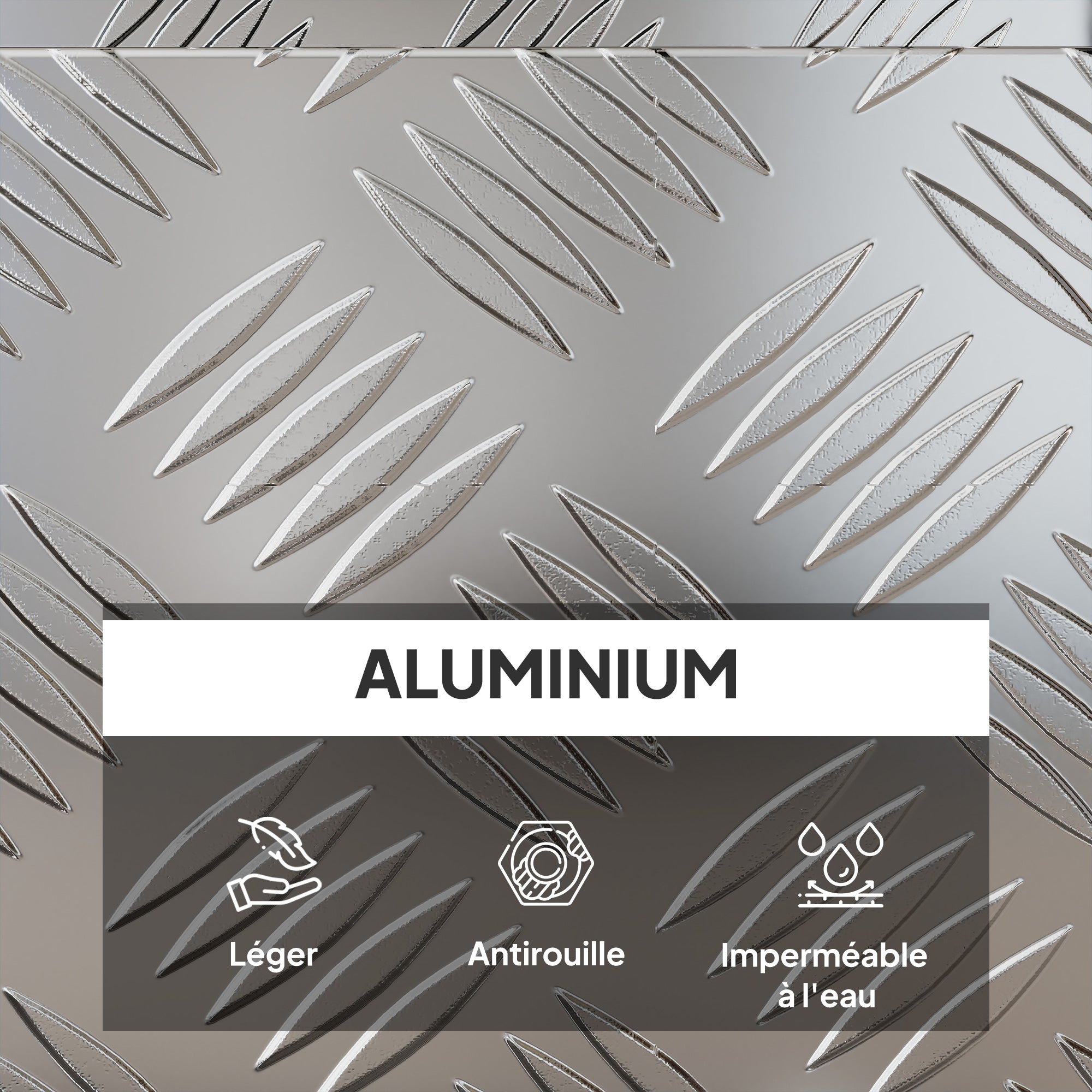 Storage Box - Aluminum Toolbox - Aluminum Tool Case with Key Lock 50L x 15.5W x 20.5H cm - Silver