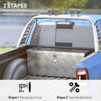 Storage Box - Aluminum Toolbox - Aluminum Tool Case with Key Lock 50L x 15.5W x 20.5H cm - Silver