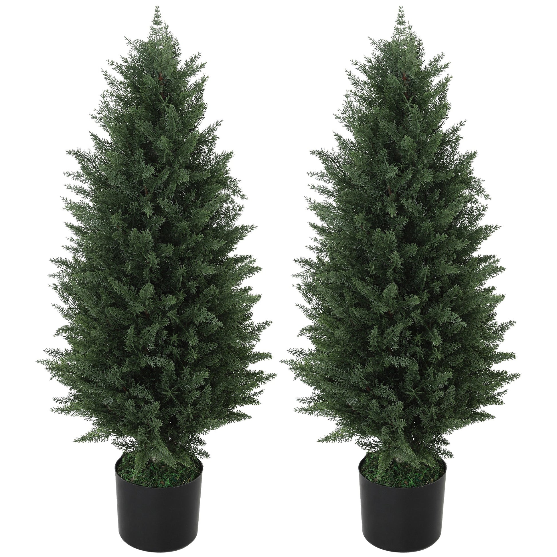 Artificial Cypress 2-piece set large 90 cm artificial plant, artificial plants in pot, UV resistant artificial tree like real decoration for living room bedroom outdoor