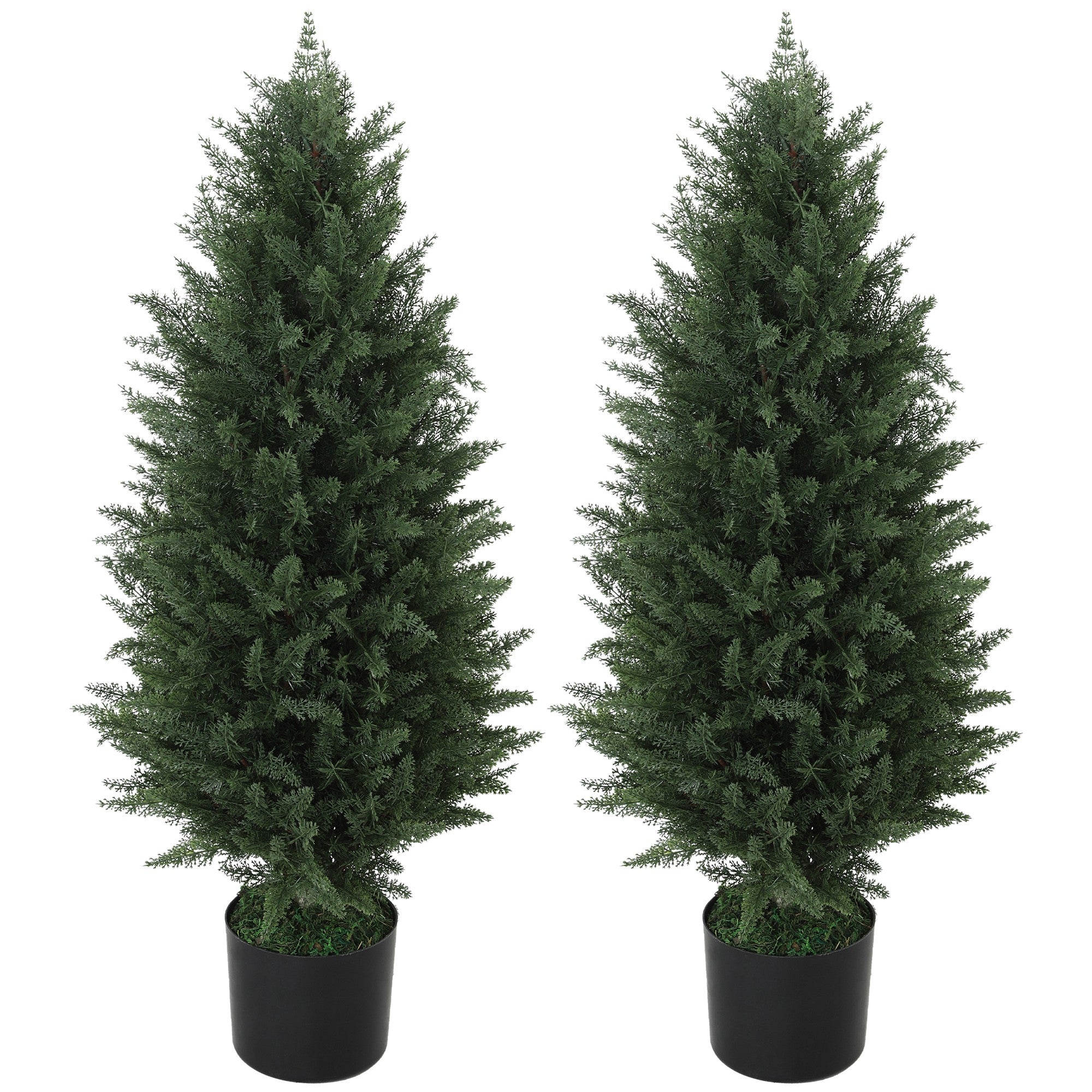 Artificial Cypress 2-piece set large 90 cm artificial plant, artificial plants in pot, UV resistant artificial tree like real decoration for living room bedroom outdoor
