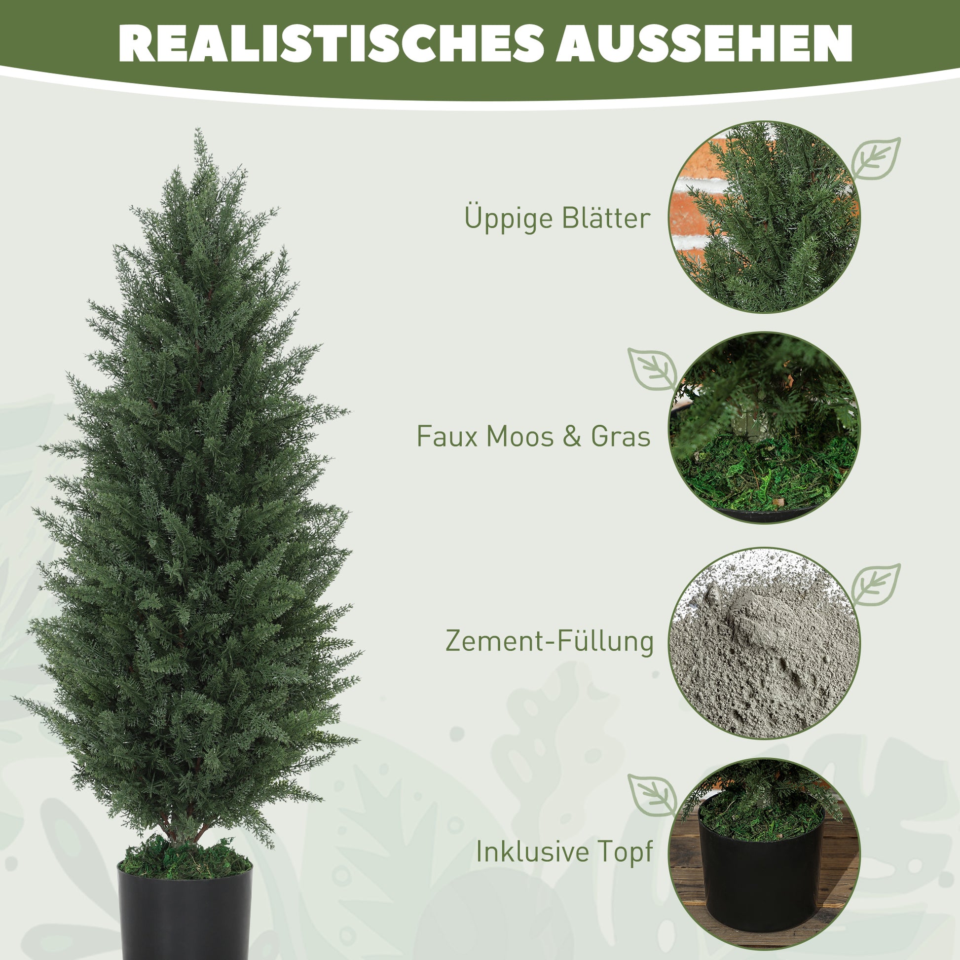 Artificial Cypress 2-piece set large 90 cm artificial plant, artificial plants in pot, UV resistant artificial tree like real decoration for living room bedroom outdoor