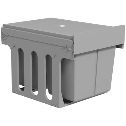 Under-Sink Pull-Out Trash Bin, 3 Removable Recycling Bins (15L + 8L + 8L), Bottom-Mount, Light Gray
