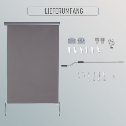 Vertical Awning Balcony Awning Vertical Sunshade Windshield Side Screen with Hand Crank Polyester Fabric + Aluminum Gray 200 x 120 cm