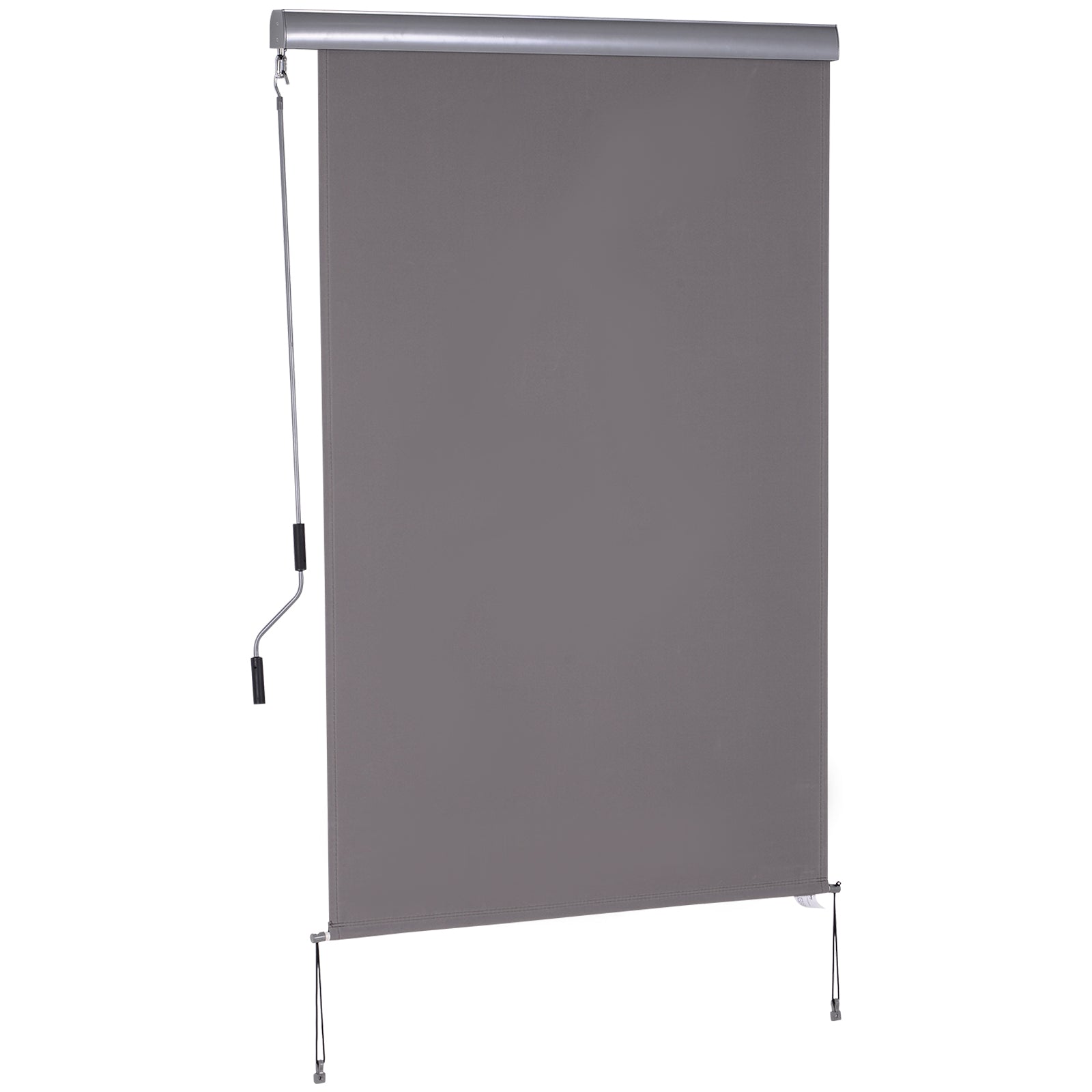 Vertical Awning Balcony Awning Vertical Sunshade Windshield Side Screen with Hand Crank Polyester Fabric + Aluminum Gray 200 x 120 cm