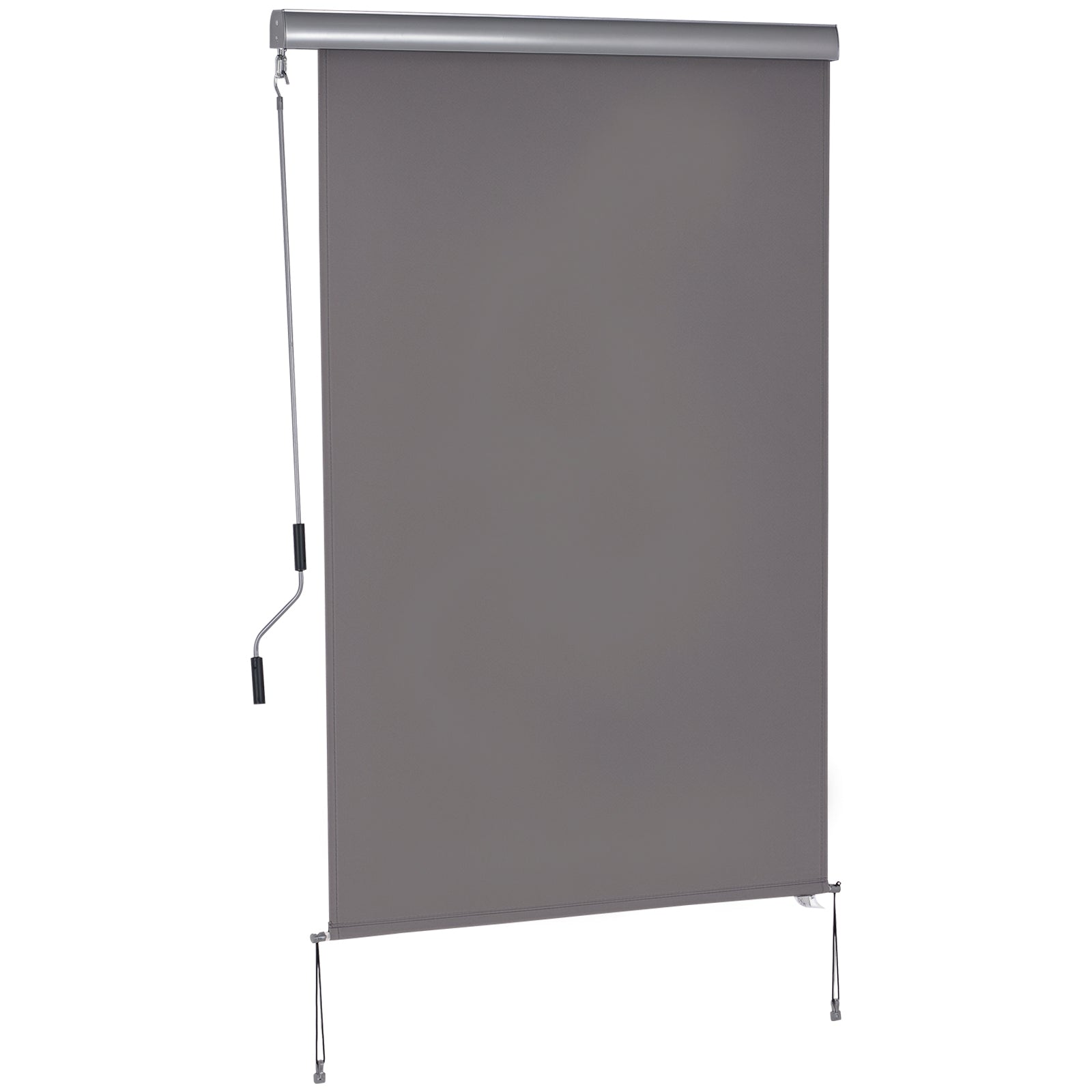 Vertical Awning Balcony Awning Vertical Sunshade Windshield Side Screen with Hand Crank Polyester Fabric + Aluminum Gray 200 x 120 cm