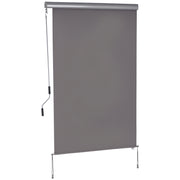 Vertical Awning Balcony Awning Vertical Sunshade Windshield Side Screen with Hand Crank Polyester Fabric + Aluminum Gray 200 x 120 cm