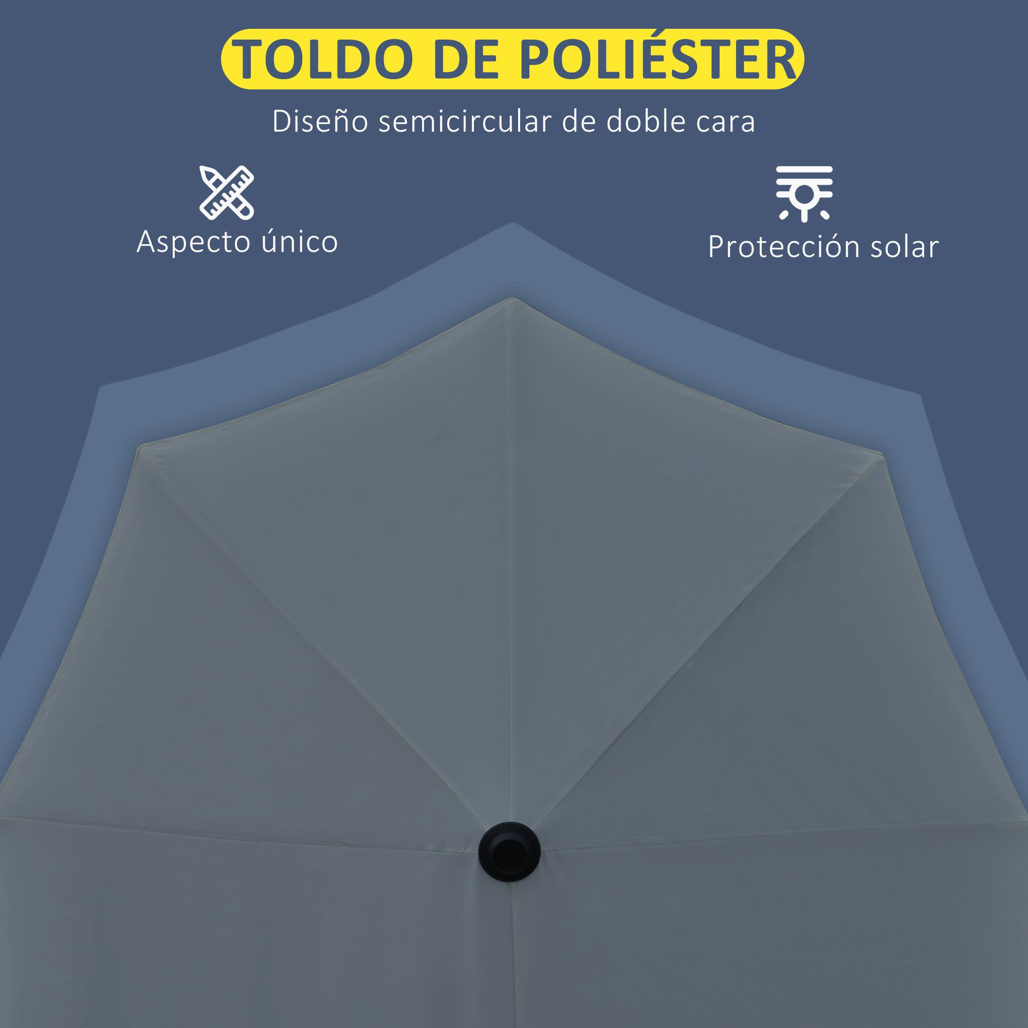 Garden Wall Umbrella 200x190x240 cm Terrace Parasol with Crank Steel Pole and Cross Base Anti-UV for Terrace Balcony Gray