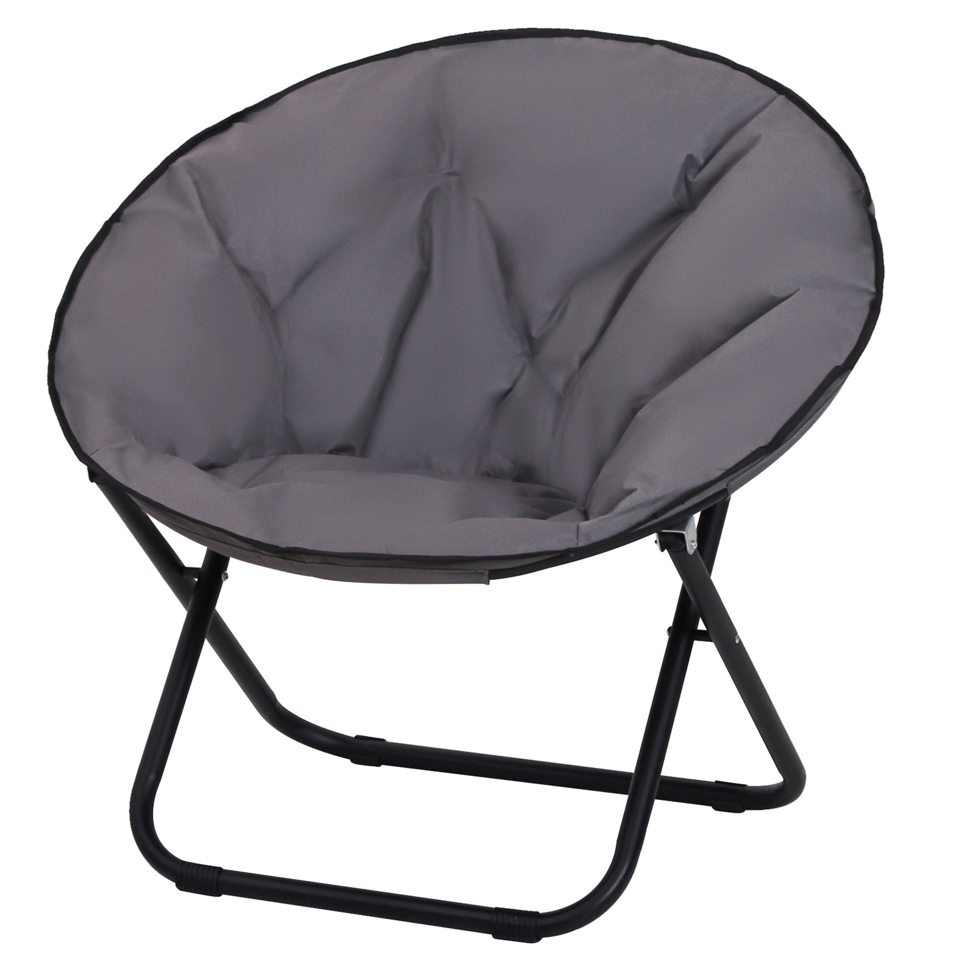 Folding Moon Chair Moon Saucer Chair with Oxford Fabric Seat and Metal Legs Holds 120 kg for Camping Beach Patio Terrace 80x80x75 cm Gray