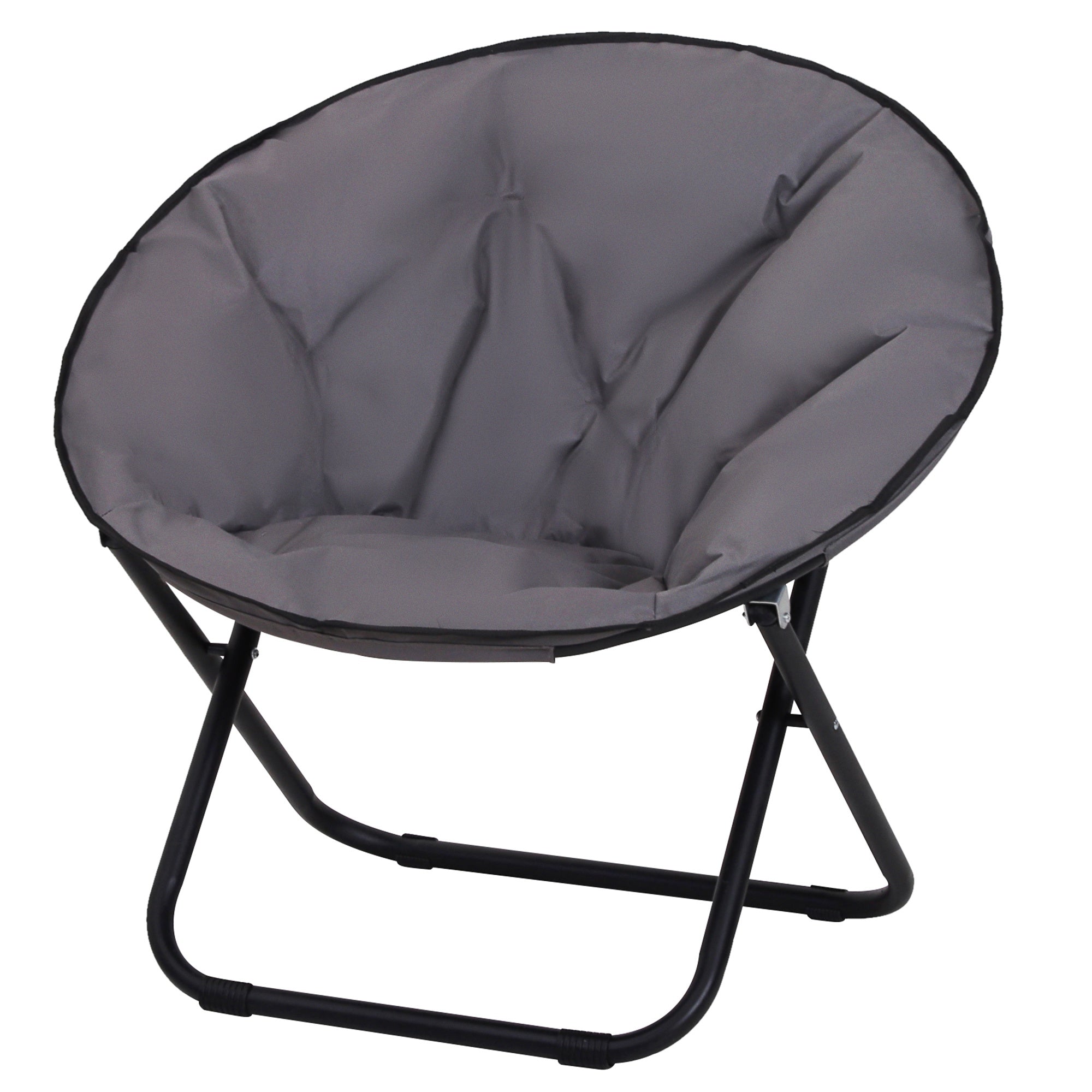 Folding Moon Chair Moon Saucer Chair with Oxford Fabric Seat and Metal Legs Holds 120 kg for Camping Beach Patio Terrace 80x80x75 cm Gray