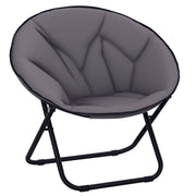 Folding Moon Chair Moon Saucer Chair with Oxford Fabric Seat and Metal Legs Holds 120 kg for Camping Beach Patio Terrace 80x80x75 cm Gray