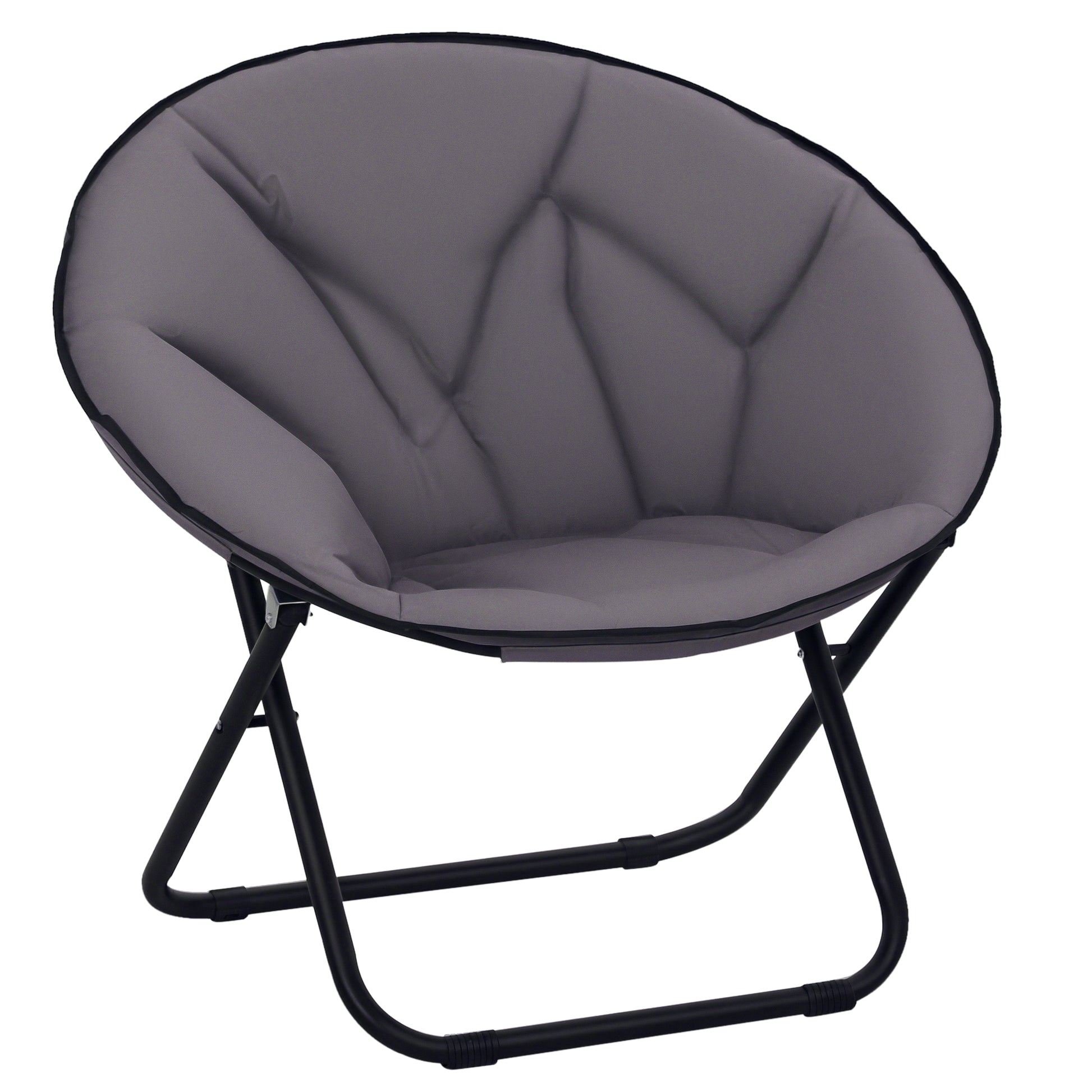 Folding Moon Chair Moon Saucer Chair with Oxford Fabric Seat and Metal Legs Holds 120 kg for Camping Beach Patio Terrace 80x80x75 cm Gray