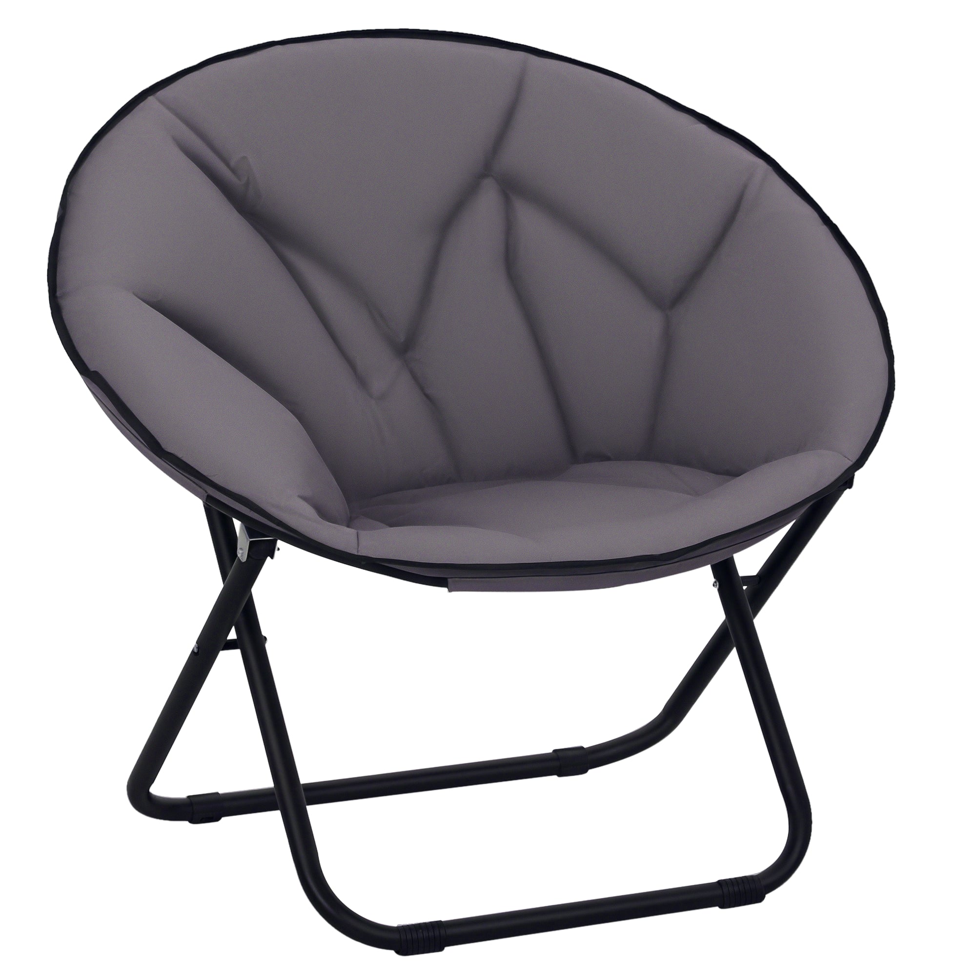 Folding Moon Chair Moon Saucer Chair with Oxford Fabric Seat and Metal Legs Holds 120 kg for Camping Beach Patio Terrace 80x80x75 cm Gray