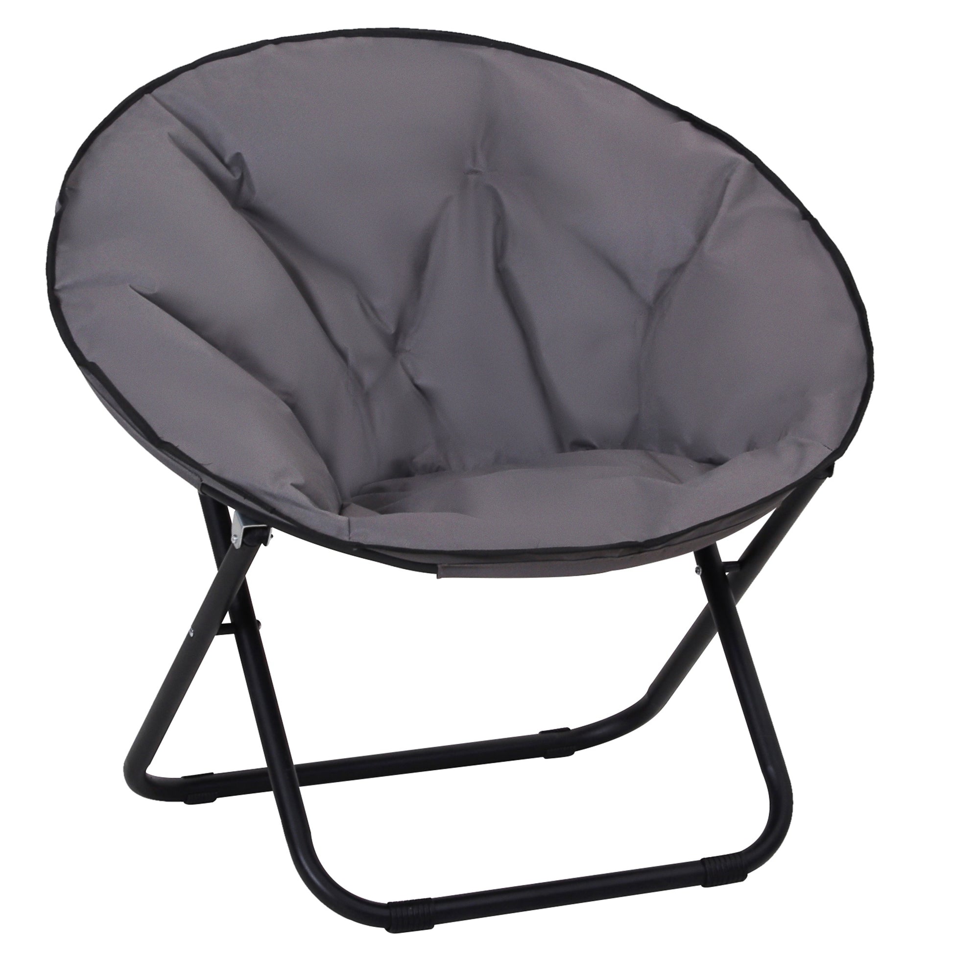 Folding Moon Chair Moon Saucer Chair with Oxford Fabric Seat and Metal Legs Holds 120 kg for Camping Beach Patio Terrace 80x80x75 cm Gray