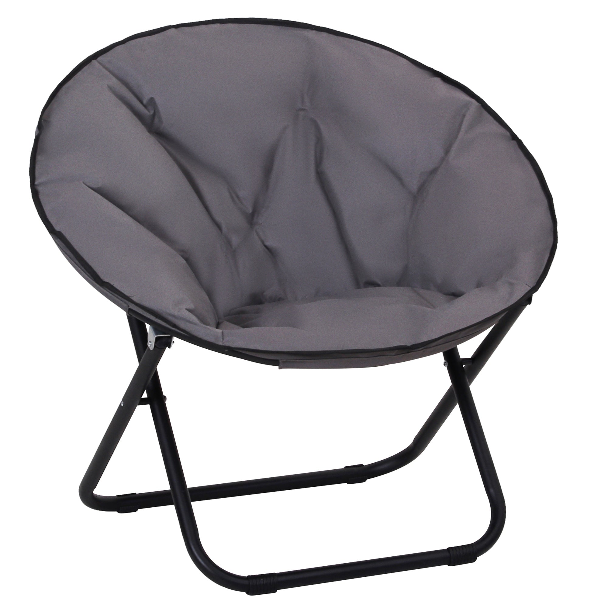 Folding Moon Chair Moon Saucer Chair with Oxford Fabric Seat and Metal Legs Holds 120 kg for Camping Beach Patio Terrace 80x80x75 cm Gray