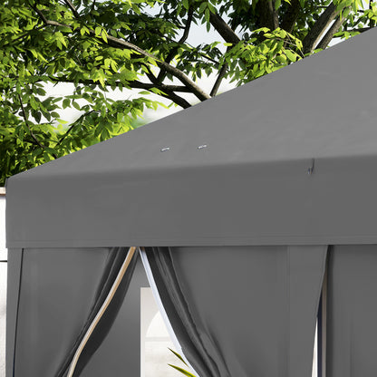 Gazebo approx. 6 x 3 m — Robust, Winter-Resistant Pop-Up Folding Canopy with Windowed Zip Door & Removable Side Panels, UV Protection, Black