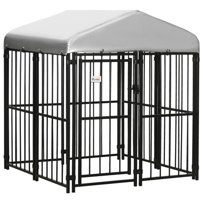Small to Medium Dog Enclosure, Kennel House for Dogs and Chickens with Roof, 122x122x138cm