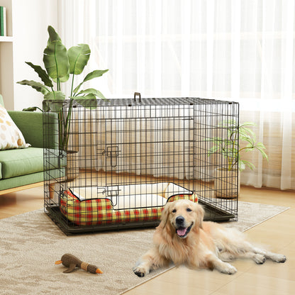 Foldable Dog Cage Dog Carrier with 2 Doors Removable Tray and Transport Handle 121x77x82 cm Black