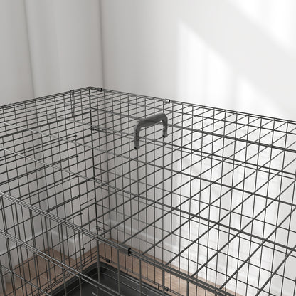 Foldable Dog Cage Dog Carrier with 2 Doors Removable Tray and Transport Handle 121x77x82 cm Black