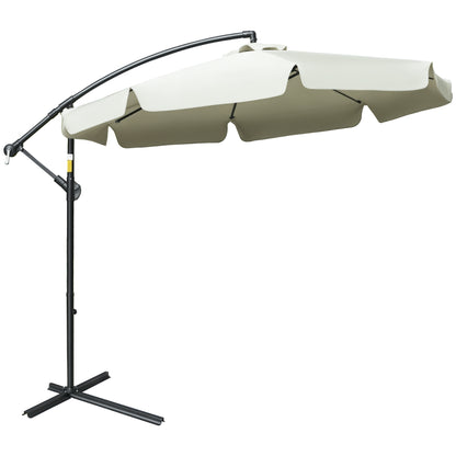 Cantilever Umbrella 2.7x2.7m with Adjustable Roof, Cross Base, Air Vents, Crank, Inclining Garden Umbrella in Metal and Polyester, for Patio Terrace, Beige