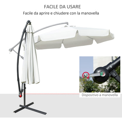 Cantilever Umbrella 2.7x2.7m with Adjustable Roof, Cross Base, Air Vents, Crank, Inclining Garden Umbrella in Metal and Polyester, for Patio Terrace, Beige