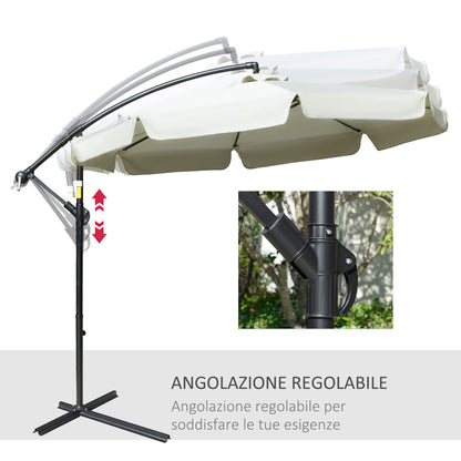 Cantilever Umbrella 2.7x2.7m with Adjustable Roof, Cross Base, Air Vents, Crank, Inclining Garden Umbrella in Metal and Polyester, for Patio Terrace, Beige