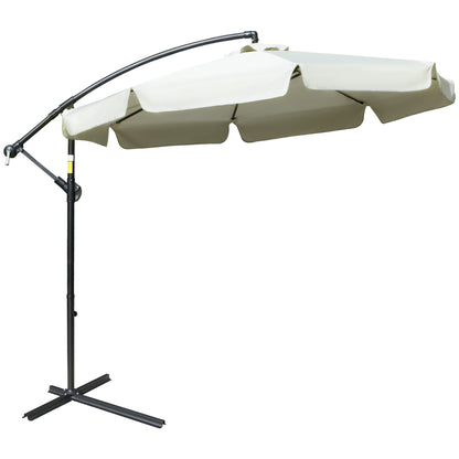 Cantilever Umbrella 2.7x2.7m with Adjustable Roof, Cross Base, Air Vents, Crank, Inclining Garden Umbrella in Metal and Polyester, for Patio Terrace, Beige