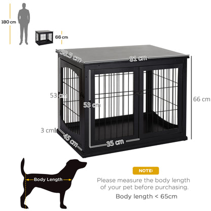 Home Dog Crate, Dog House with 2 Entrances, Lockable Dog Crate, Dog House for Small Dogs, Black, 58.5 x 81 x 66 cm