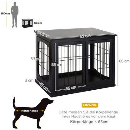 Home Dog Crate, Dog House with 2 Entrances, Lockable Dog Crate, Dog House for Small Dogs, Black, 58.5 x 81 x 66 cm